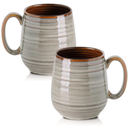 Hasense 20 Oz Coffee Mugs Set of 2, Porcealin Large Coffee Cups for Office and Home, Modern Coffee Mug with Big Handle for Latte Coffee Tea Soup as Friend Gifts, Dishwasher and Microwave Safe (Grey)