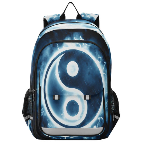 Glaphy Lightning Yin Yang Backpack School Bag Lightweight Laptop Backpack Student Travel Daypack with Reflective Stripes