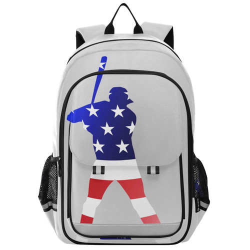 Glaphy American Baseball Player Backpack School Bag Lightweight Laptop Backpack Student Travel Daypack with Reflective Stripes