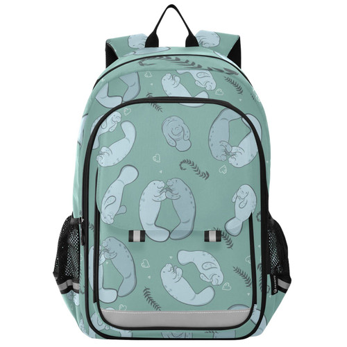 Glaphy Marine Animals Manatees Cute Backpack Lightweight Laptop Backpack School Bag Student Travel Daypack with Reflective Stripes
