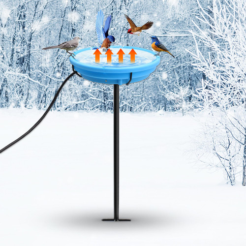 GIFANK Heated Bird Bath with Metal Stake Thermostatically Controlled, Detachable Decoration Spa Heated Bird Waterer Bird Feeder for Winter Outdoor Lawn Patio Yard Garden with 5.9FT Cord,80W