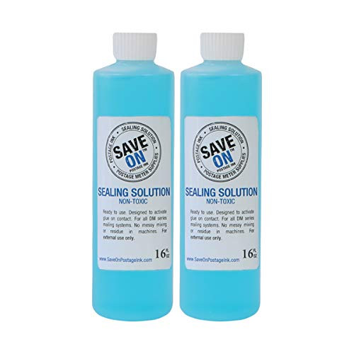 Save On Postage Ink Compatible PB E-Z Seal Sealing Solution - Sealing Solution for DM Series Mailing System - Compatible PB E-Z Seal Sealing Solution 16 oz Bottle (2-Pack)