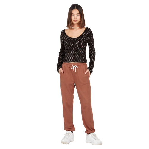Volcom Women's Lived in Lounge Fleece Sweatpant, Dark Clay, Small