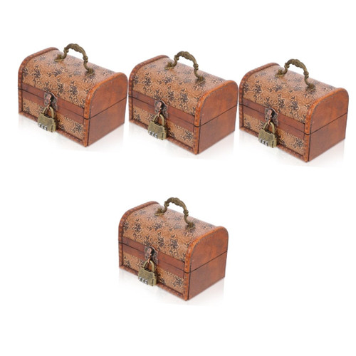 VOSAREA 4pcs Box Storage Box vintage treasure chest trinket wooden organizer earrings necklace keepsake wood storage case children play favor kids wood trim jewelry rack alloy password box VOSAREA 4pcs Box Storage Box vintage treasure chest trinket wooden organizer earrings necklace keepsake wood storage case children play favor kids wood trim jewelry rack alloy password box