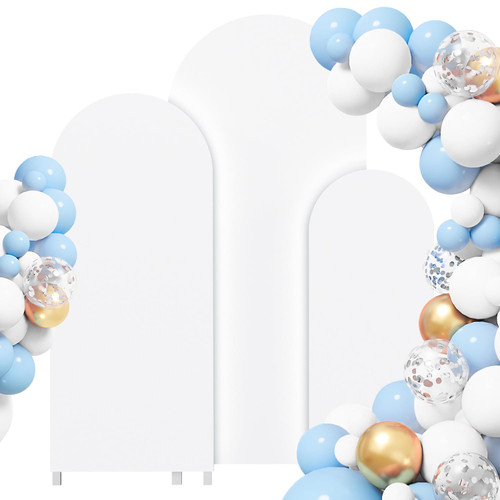Wedding Arch Cover Set of 3 Arch Backdrop, Spandex Fitted Arch Cover for Arch Backdrop Stand?Arch Backdrop Stand Cover for Birthday Party Ceremony Banquet Decoration (White, 4FT,5FT,6FT)
