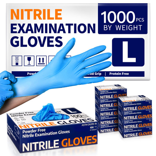 Supmedic Nitrile Exam Glove, 3.5 mil Disposable Medical Gloves Powder-Free Latex-Free, Case of 1000 pcs (Blue) (Large) Supmedic Nitrile Exam Glove, 3.5 mil Disposable Medical Gloves Powder-Free Latex-Free, Case of 1000 pcs (Blue) (Large)