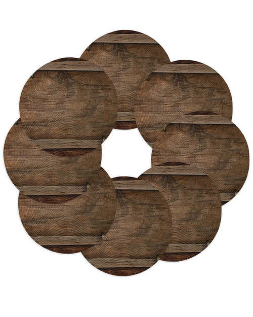Round Placemats Set of 8 Farmhouse Wooden Board Woven Place Mats Vintage Wood Texture Rope Circle Braided Placemat Heat Resistant Table Mat for Kitchen Dining Table Party Home Decor 13 Inch