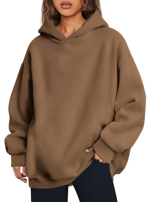 Trendy Queen Hoodies for Women Oversized Sweatshirts Fleece Casual Soft Pullover Loose Lightweight Fashion Fall Winter Clothes Tops 2023 Khaki