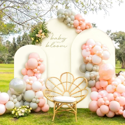 Spandex Arch Backdrop Cover Set of 3, Ivory Photo Backdrop Spandex Fitted Wedding Arch Cover, Spandex Arch Backdrop, Round Top Backdrop Stand Covers for Birthday Party Ceremony Banquet (5FT,6FT,6.6FT)