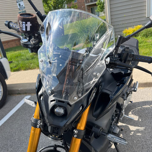 Lorababer Motorcycle Windshield Spoiler Windscreen Air Flow Wind Deflector Compatible with Y-amaha MT09 MT 09 MT-09 2021 2022 21 22 Front Flyscreen Fairing Protector w Mounting Bracket (Smoke)