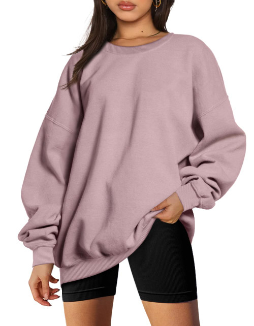 EFAN Sweatshirts Hoodies for Women Oversized Sweaters Fall Outfits Clothes 2023 Crew Neck Pullover Tops Loose Comfy Winter Fashion Darkpink