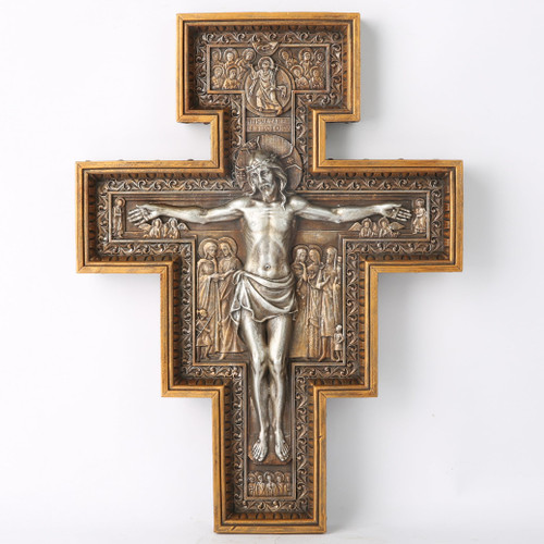 BC CATHOLIC San Damiano Crucifix Cross, Wall Cross, Cathlic gift, Vintage Style, Hand Painted in Wood with Metal finish, 12"H BUILDCLASSIC BC CATHOLIC San Damiano Crucifix Cross, Wall Cross, Cathlic gift, Vintage Style, Hand Painted in Wood with Metal finish, 12"H BUILDCLASSIC