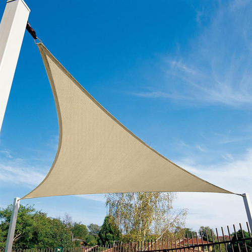 Amagenix Triangle Sun Shade Sails Canopy, Cream Outdoor Shade Canopy 15' X 15' X 21' UV Block Canopy for Outdoor Patio Garden Backyard