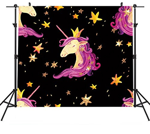 Dudaacvt 8X8ft Black Unicorn Photography Backdrops Happy Birthday Party Q0220808