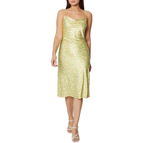 BCBGeneration Womens Floral Sleeveless Midi Dress Yellow 16