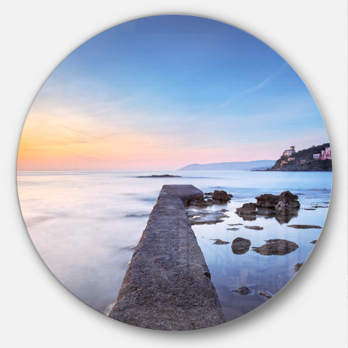 Designart Castiglioncello Bay Concrete Pier Seascape Photo Round Wall Art-Disc of 23 inch, 23'' H x 23'' W x 1'' D 1P, Yellow Designart Castiglioncello Bay Concrete Pier Seascape Photo Round Wall Art-Disc of 23 inch, 23'' H x 23'' W x 1'' D 1P, Yellow