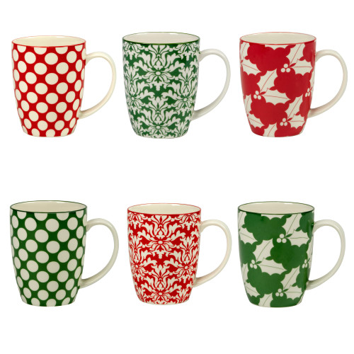 Certified International Winter Medley 14 oz. Mugs, Set of 6 Assorted Designs, Multicolor