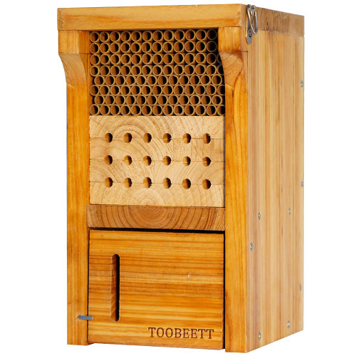 TOOBEETT Mason Bee House Wax Coated Mason Bee Hive Wooden Insect Hotel Carpenter Bee House for Outdoors Attracts Peaceful Bee Pollinators to Your Garden TOOBEETT Mason Bee House Wax Coated Mason Bee Hive Wooden Insect Hotel Carpenter Bee House for Outdoors Attracts Peaceful Bee Pollinators to Your Garden