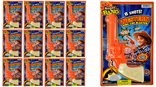 JA-RU Cap Gun Revolver Toy (6 Toy Guns) 8 Shot Ring-Caps Handgun. Fake Gun Toy Pistol for Kids. Halloween Costume & Western Movie Plastic Prop Gun. Shooter Game. 913-12p JA-RU Cap Gun Revolver Toy (6 Toy Guns) 8 Shot Ring-Caps Handgun. Fake Gun Toy Pistol for Kids. Halloween Costume & Western Movie Plastic Prop Gun. Shooter Game. 913-12p