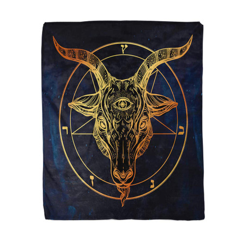 rouihot 60x80 Inches Throw Blanket Pentagram Demon Baphomet Satanic Goat Head Third Eye Binary Warm Cozy Print Flannel Home Decor Comfortable Blanket for Couch Sofa Bed