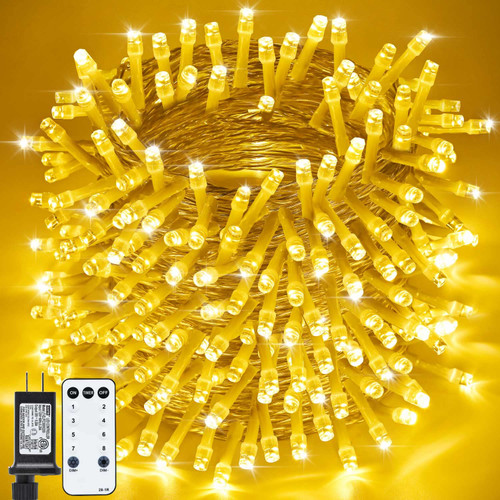 ZHOUDUIDUI Christmas Lights Outdoor, 800LED 330FT Warm White String Lights, 8 Mode Plug in Waterproof Decor Twinkle Lights for Bedroom Xmas Thanksgiving Wedding Party Garden Yard Tree Decoration