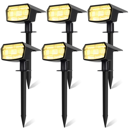 Sucolite Solar Spot Lights Outdoor, 59 LED Solar Lights Outdoor Waterproof, Outdoor Solar Lights for Yard with 3 Lighting Modes, Solar Landscape Spotlights for Garden Pathway Driveway, Warm White