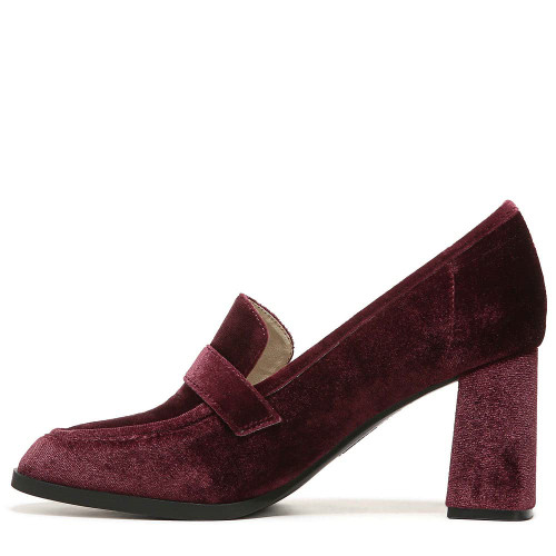 LifeStride Womens Farrah Block Heel Loafer Pinot Noir Velvet 11 W
