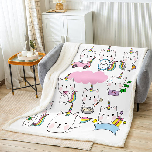 Cat Unicorn Sherpa Blanket Cute Kitten Caticorn Cat Fleece Throw Blanket for Kids Boys Girls Cartoon Plush Blanket Cute Fuzzy Blanket for Sofa Bed Couch,Twin 60x80 Inch Cat Unicorn Sherpa Blanket Cute Kitten Caticorn Cat Fleece Throw Blanket for Kids Boys Girls Cartoon Plush Blanket Cute Fuzzy Blanket for Sofa Bed Couch,Twin 60x80 Inch