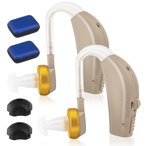 Hearing Aids for Seniors, Rechargeable with Noise Cancelling Hearing Amplifiers Comfortable Invisible Hearing Loss Digital Ear Hearing Assist Devices with Volume Control, 5 Sizes of Eartips(2 PCS)