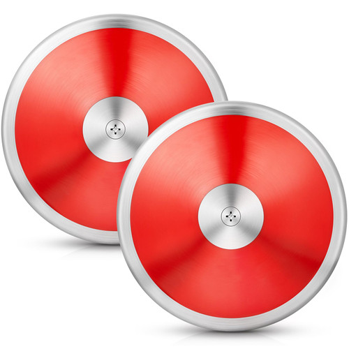 Wettarn 2 Pcs 1.6 kg Sports Training Discus Men Discus Track and Field Discuses Track and Field Equipment High School Boys Discus (Red)