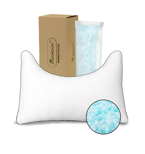 SILKOKOON Cooling Pillow Queen Size - Bamboo Viscose Firm Bed Pillows for Neck and Shoulder Pain, for Back, Stomach, Side Sleepers, Adjustable Shredded Memory Foam SILKOKOON Cooling Pillow Queen Size - Bamboo Viscose Firm Bed Pillows for Neck and Shoulder Pain, for Back, Stomach, Side Sleepers, Adjustable Shredded Memory Foam