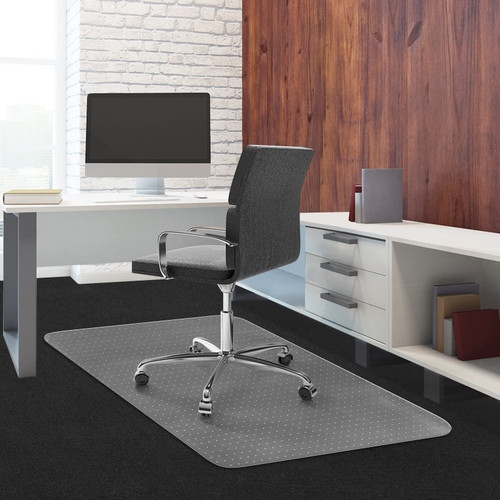 Office Chair Mat for Carpet Floors, Desk Mats 48"X36" for Rolling Desk on Low Pile Carpets, Rectangle Computer Gaming Plastic Floor Mats for Office Chair on Carpet, Flat Without Curling