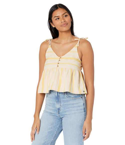 Roxy womens Open Eyes Flowy Tank Shirt, Tapioca Alla Stripe Verticale, Small US