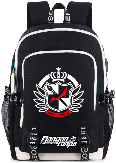 Roffatide Anime Danganronpa Backpack Printed Backpack College Schoolbag Laptop Rucksack Daypack with USB Charging Port & Headphone Port Black
