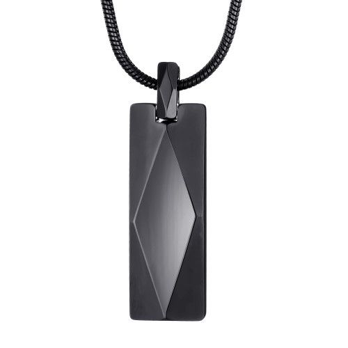 MOO&LEE Tungsten Carbide Black Bar Pendant Necklace for Men Stainless Steel Snake Chain MOO&LEE Tungsten Carbide Black Bar Pendant Necklace for Men Stainless Steel Snake Chain