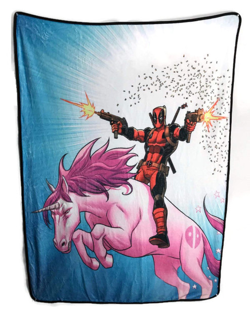 Marvel Deadpool Unicorn Fleece Soft Throw Blanket| Measures 60 x 45 Inches