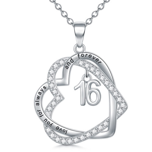 iiw Gifts for 16 Year Old Girls Sterling Silver Double Heart Sweet 16th Anniversary Birthday Pendant Necklaces for Women Her Wife Jewelry Birthday Wedding Valentine Christmas Gifts iiw Gifts for 16 Year Old Girls Sterling Silver Double Heart Sweet 16th Anniversary Birthday Pendant Necklaces for Women Her Wife Jewelry Birthday Wedding Valentine Christmas Gifts