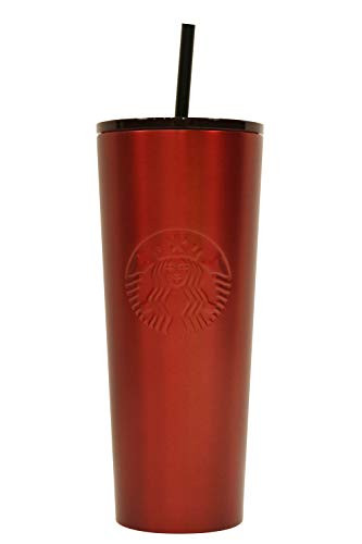 Starbucks 2018 Holiday Collection Crimson Red Stainless Steel Cold Cup Tumbler 24oz