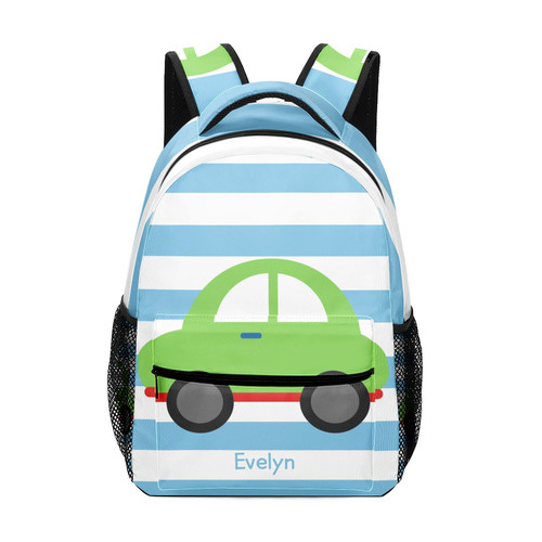 Grandkli Car Striped Blue Personalized School Backpack Bags Kids Backpack for Teen Boys Girls ,Custom Travel Backpack Bookbag Grandkli Car Striped Blue Personalized School Backpack Bags Kids Backpack for Teen Boys Girls ,Custom Travel Backpack Bookbag