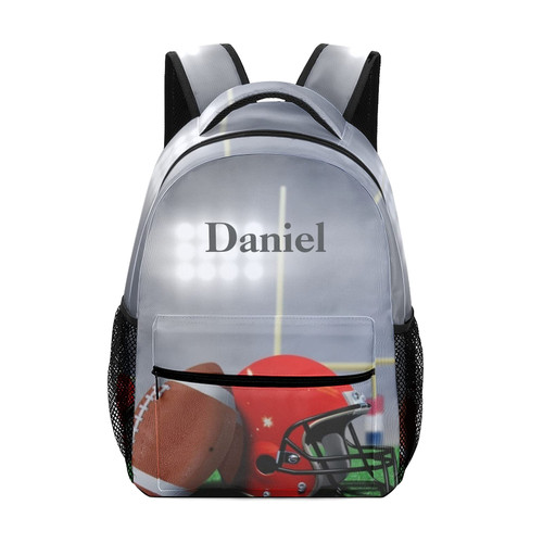Grandkli Football American Sports Personalized School Backpack Bags Kids Backpack for Teen Boys Girls ,Custom Travel Backpack Bookbag