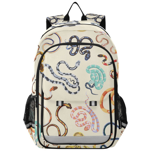 Glaphy Colorful Snakes Backpack Lightweight Laptop Backpack School Bag Student Travel Daypack with Reflective Stripes