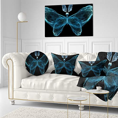 Designart PT8665-40-20 Turquoise Fractal Butterfly in Dark-Large Abstract Art Canvas Print-40x20, 40x20, Blue Designart PT8665-40-20 Turquoise Fractal Butterfly in Dark-Large Abstract Art Canvas Print-40x20, 40x20, Blue
