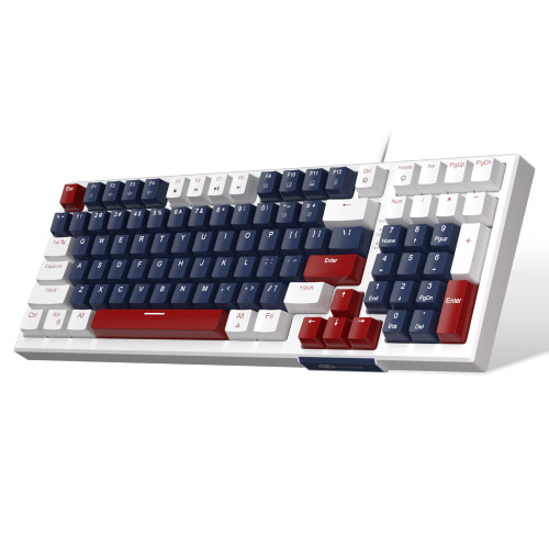 Mechanical Gaming Keyboard, Clicky Blue Switches Gaming Keyboard,Wired Mechanical Keyboard with LED Backlit, Ergonomic Keyboard with Num Pad for Gaming,Office,Work,PC,Laptop,Mac,Windows(white&blue)