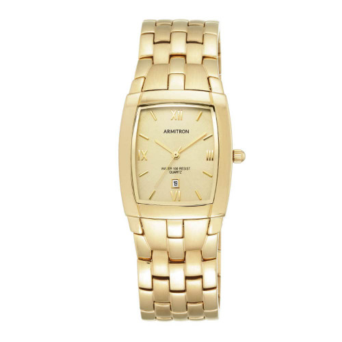 Armitron Men's 20/1923CHGP Date Function Dial Organic Shaped Gold-Tone Bracelet Watch