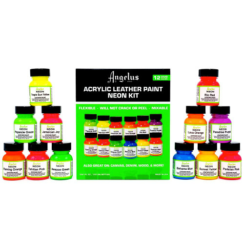 Angelus Neon Acrylic Leather Paint Set