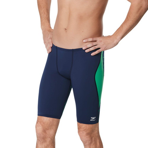 Speedo Men's Standard Swimsuit Jammer Endurance+ Printed Team Colors, Galactic Blue/Green, 28