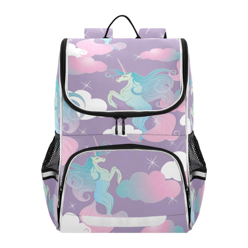 School Backpack with Chest Strap, Neon Unicorn Horse Laptop Backpack, Travel Hiking Backpack for Boys Girls, Rucksack, Knapsack