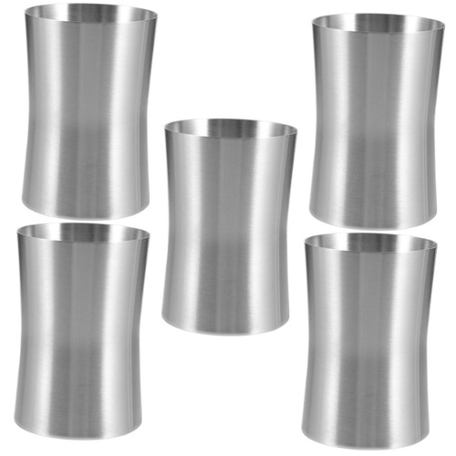 BESTOYARD 5pcs Stainless Steel Mouthwash Cup Water Bottles Bathroom Cup Makeup Brushes Holder Coffee Mug Brushing Cup Toothbrush Tumbler Bathroom Storage Cup Straight Travel Wash The Cup