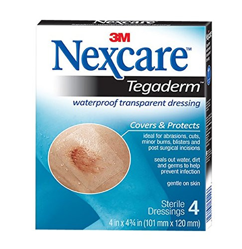 Nexcare Tegaderm Waterproof Transparent Dressing, The #1 Hospital Brand, 4 Count, 2-3/8 Inches X 2-3/4 Inches
