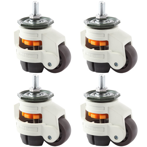 MOLIGOU 4Pcs Leveling Stem Casters, Heavy Duty Workbench Casters, Retractable Leveling Casters for Equipment, Total Load Capacity 2200 Lbs